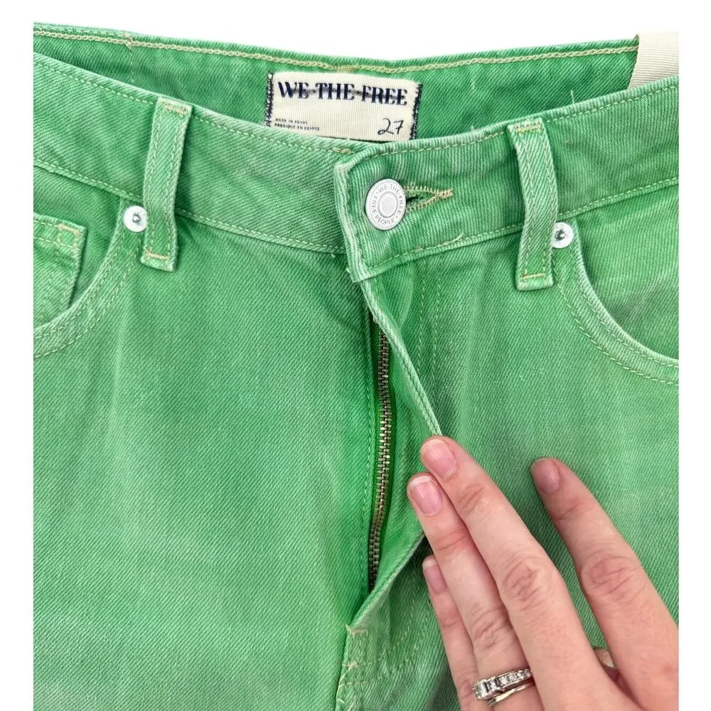 We the Free People NWT Pacifica Green High Rise Slim Straight Leg Denim Jeans